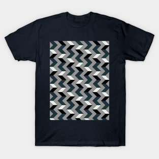 Chevron Geometric Pattern, Grey, Black and White T-Shirt